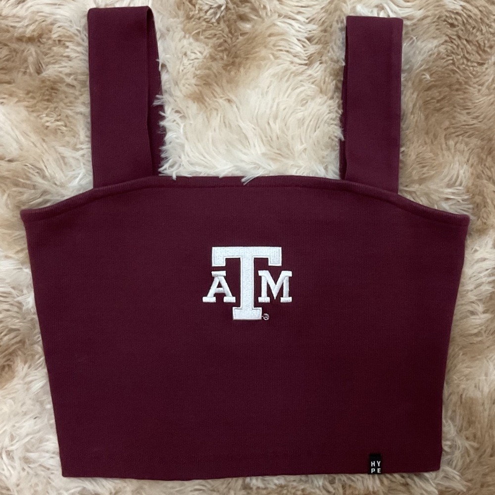 Hype and Vice Texas A&M University Aggies Maroon Ribbed Crop Tank Top Small